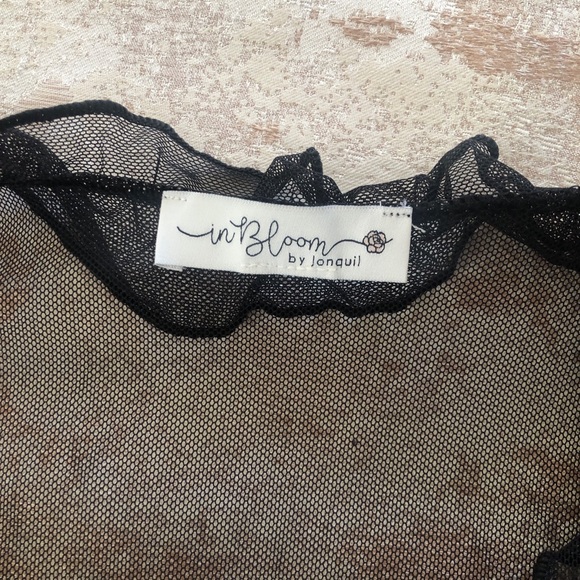 In Bloom by Jonquil Sheer Chiffon Wrap Robe, Black, XS-S - Picture 7 of 9